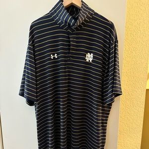 Blue striped notre dame under armour polo